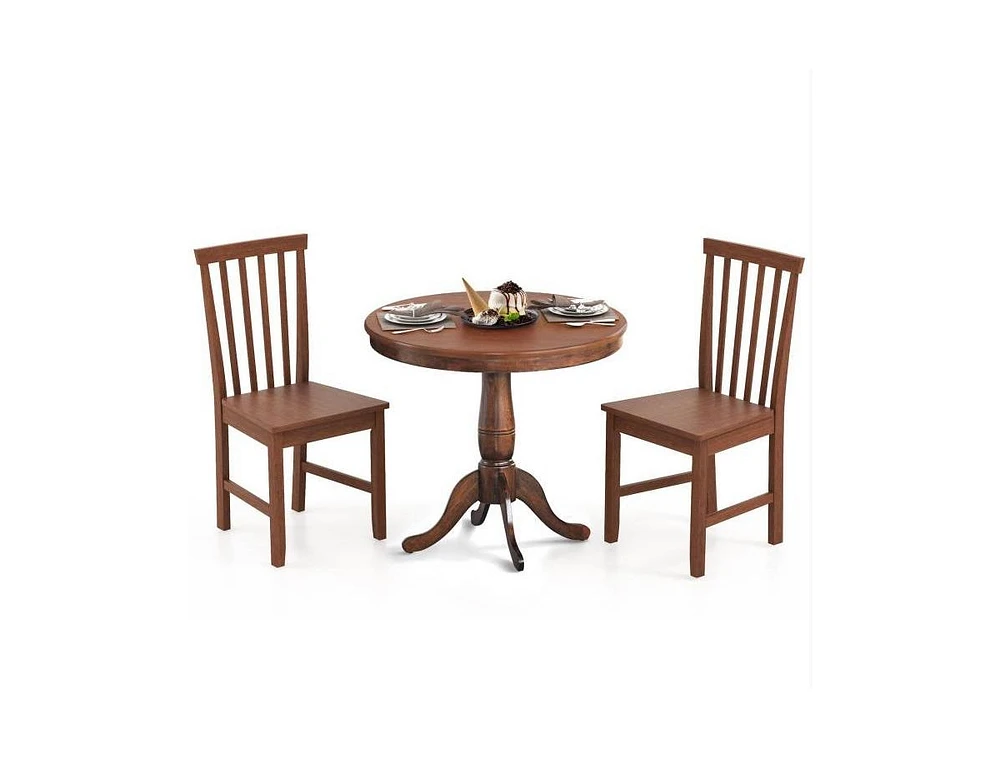 Slickblue 3-Piece Traditional Round Dining Table Set with 2 Chairs in Wood Finish