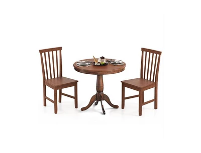 Slickblue 3-Piece Traditional Round Dining Table Set with 2 Chairs in Wood Finish