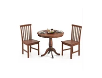 Slickblue 3-Piece Traditional Round Dining Table Set with 2 Chairs in Wood Finish