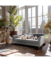 Bingopaw Luxury Large Dog Bed Pet Snuggle Sofa with Microfiber Leather Upholstered Sofa Bed