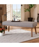 Baxton Studio Odessa Mid-Century Modern Grey Fabric Upholstered and Walnut Brown Finished Wood Dining Bench