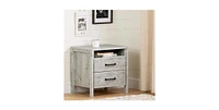 Slickblue Modern Washed Pine 2 Drawer Nightstand Cubby Storage Shelf