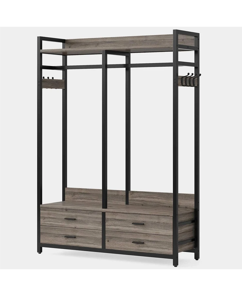 Slickblue Modern Garment Rack with Clothes Hanging Rod and 4 Storage Drawers Stylish and Organized