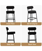 Dyhome Bar Stools Set of 3, 27 Inches Counter Height Kitchen with Back, Modern Metal Tall for Island