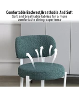 Dyhome Dining Chairs Set of 2, Upholstered Modern Dining Room Chairs, Tufted Sherpa Boucle Kitchen Chairs, Mid Century Dining Chair with White Metal L