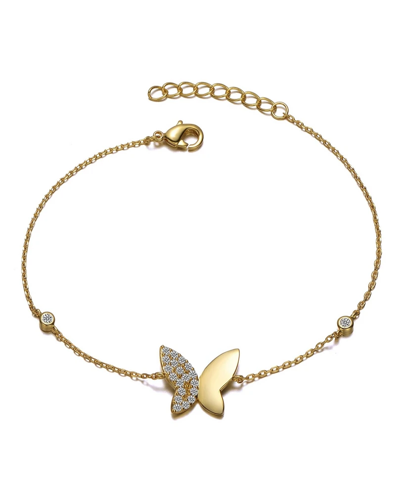 GiGiGirl Stunning Teens 14k Gold Plated Cubic Zirconia Butterfly Bracelet