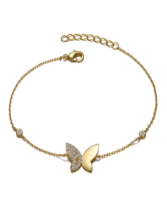 GiGiGirl Stunning Teens 14k Gold Plated Cubic Zirconia Butterfly Bracelet