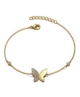 GiGiGirl Stunning Teens 14k Gold Plated Cubic Zirconia Butterfly Bracelet