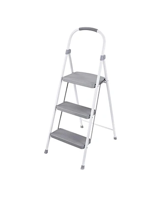 Rubbermaid 3 Step 225 Lb Capacity Folding Ladder Steel Step Stool with Hand Grip