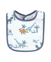 Hudson Baby Unisex Cotton Bibs, Pastel Dino, One Size