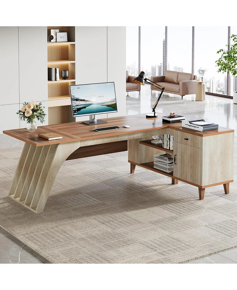 Tribesigns L-Shaped Executive Office Desk, 78.74" Large Computer Desk with Drawer and Lateral File Cabinet, Home Business Workstation Set with Storage