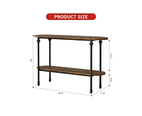 gaomon Entryway Table, 43.3" Long Console Table with Storage, 2 Tier Wood Console Table with Metal Frame and Mdf, Sofa Tables Behind Couch