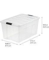 Iris Usa 2 Pack 94 Quart Stackable Plastic Storage Bins with Lids and Latching Buckles
