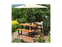 Slickblue Modern Wooden Picnic Table with 2 Benches for Stylish Outdoor Dining and Relaxing