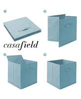 Casafield Set of 6 Fabric Storage Cube Bins, Brown - 13" Collapsible Foldable Cloth Baskets for Shelves and Cubby Organizers