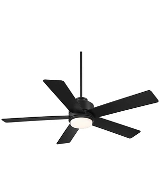 Casa Vieja 52" Grand Palm Matte Black Led Damp Rated Fan with Remote