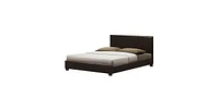 Slickblue Faux Leather Upholstered Platform Bed Frame with Headboard