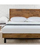 Slickblue Solid Wood Modern Platform Bed Frame with Adjustable Height Headboard