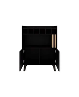 Ayr Bar Cabinet, 2 Doors, 1 Shelf, Black / Natural Oak