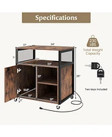 Gouun File Cabinet on Wheels with Charging Station and Cable Management Hole