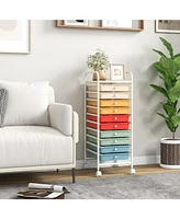 Gouun 10 Drawer Rolling Storage Cart Organizer with 4 Universal Casters