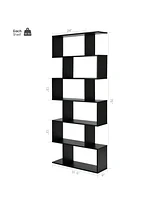 Gouun 6 Tier S-Shaped Bookshelf Storage Display Bookcase Decor Z-Shelf