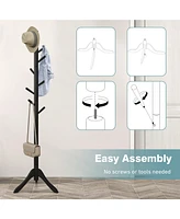 Gouun Adjustable Wooden Tree Coat Rack with 8 Hooks