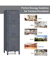 Gouun Metal Storage Locker with 3 Lockable Doors and Adjustable Feet
