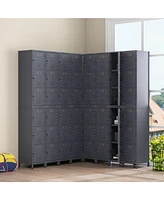 Gouun Metal Storage Locker with 3 Lockable Doors and Adjustable Feet