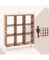 Gouun 9-Cube Bookcase with 6 Removable Shelves and Raised Support Feet