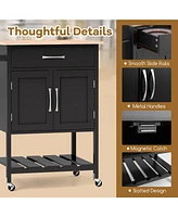 Gouun Rolling Kitchen Island Cart with Drawer and Towel Rack