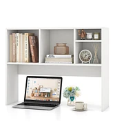 Gouun Computer Desktop Bookcase with 4 Cubbies and Open Back Compartment