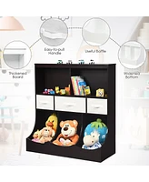 Gouun Freestanding Combo Cubby Bin Storage Organizer Unit with 3 Baskets