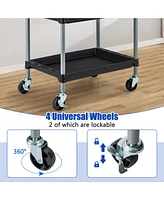 Gouun 3 Layer Tool Cart with Pp Shelves Sponged Handle and Swivel Wheel