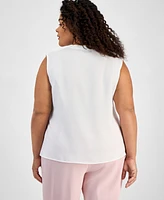 Kasper Plus Size Ruffle-Trim Sleeveless Top