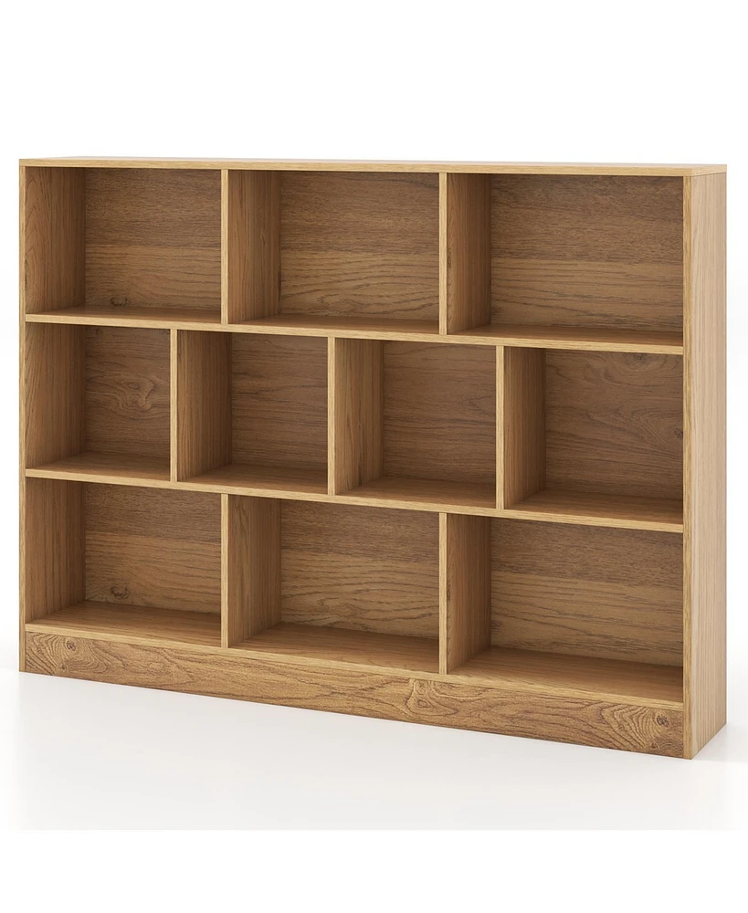 Gouun 41 inches Wooden Toy Storage Organizer with 10 Cubes for Classroom Daycare Nursery Kindergarten