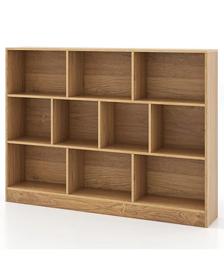 Gouun 41 inches Wooden Toy Storage Organizer with 10 Cubes for Classroom Daycare Nursery Kindergarten