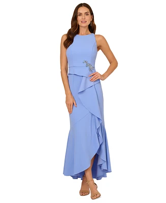 Adrianna Papell Women's Cascading-Ruffle Crepe Gown