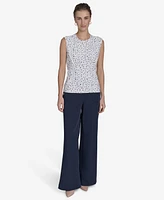 Tommy Hilfiger Women's Dot-Print Sleeveless Crewneck Blouse