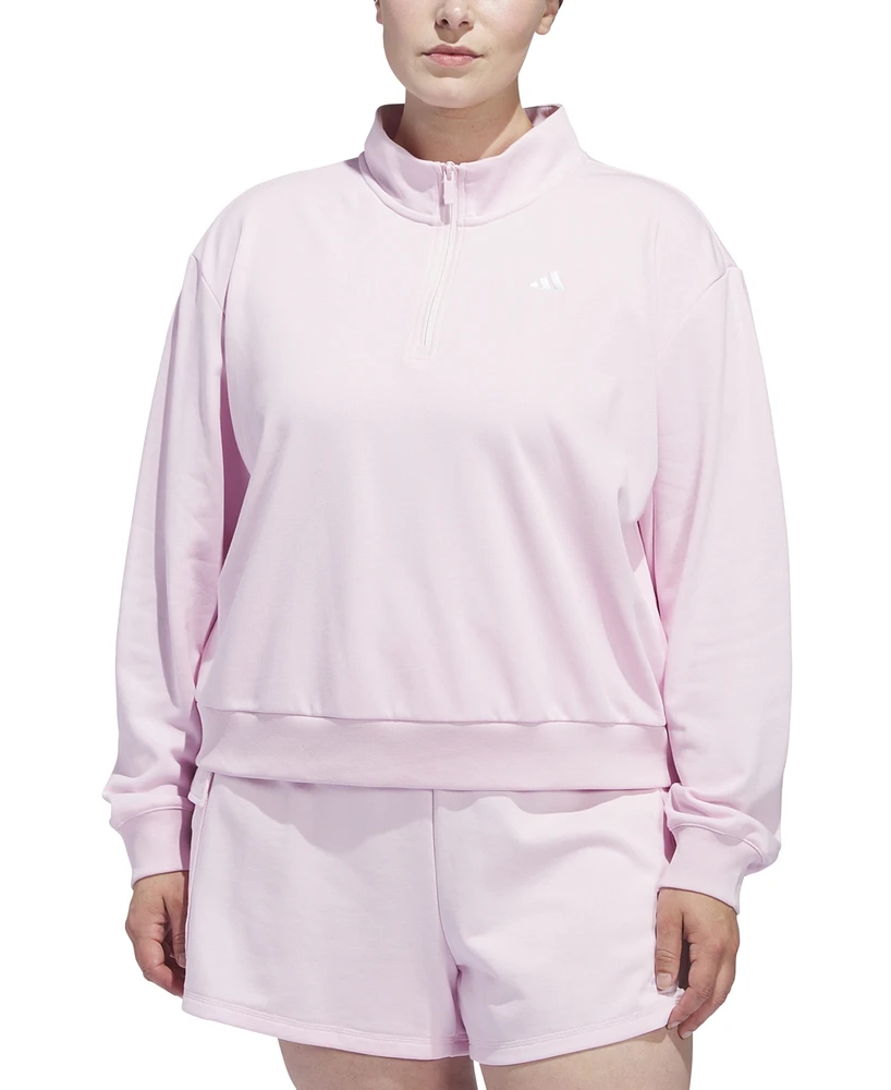 adidas Plus Inclusive Small Logo French Terry Quarter Zip Top