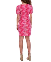 Siena Women's Floral-Lace Short-Sleeve Sweetheart-Neck Dress