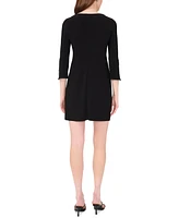 Msk Petite Round-Neck Embellished-Sleeve Shift Dress