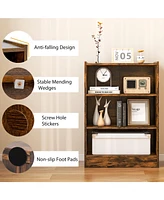 Gouun 3-Tier Bookcase Open Display Rack Cabinet with Adjustable Shelves