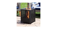 Slickblue 16 Inch Small Grelha Square Outdoor Fire Pit with Grilling Grate