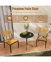 Gymax Dining Chair Set of 4 Modern Patio Chairs/Acacia Wood Backrest Slanted Seat