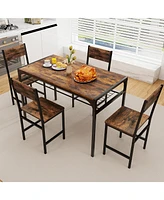 Gymax Set of Dining Chairs w/Metal Legs Slanted Back Wide Seat for Living Room