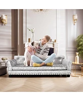 Bingopaw Dog Sofa Lounge Bed Dutch Velvet Upholstered Pet Couch Bed Removable Cushion