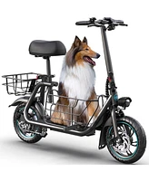 Gyroor Electric Scooter with Basket for Dogs, 3 Riding Modes Foldable Electric Scooter for Adults - up to 20 Miles