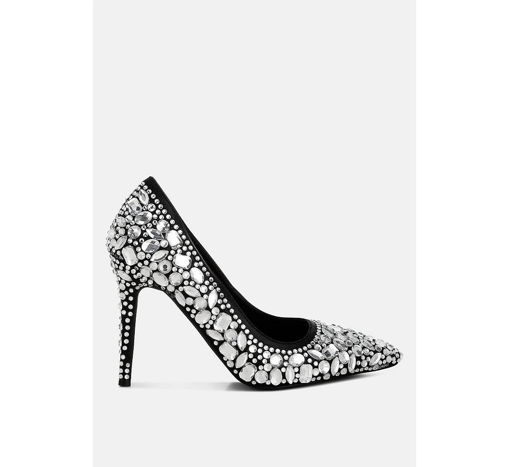 London Rag Iceout Diamante & Rhinestone Embellishments Pumps