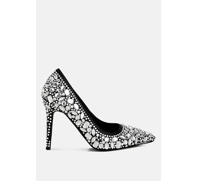 London Rag Iceout Diamante & Rhinestone Embellishments Pumps